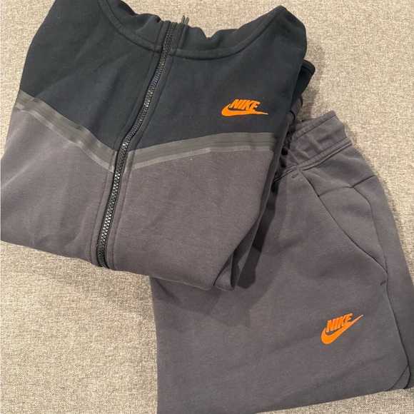 Nike Black & Charcoal Tracksuit with Orange Swoosh